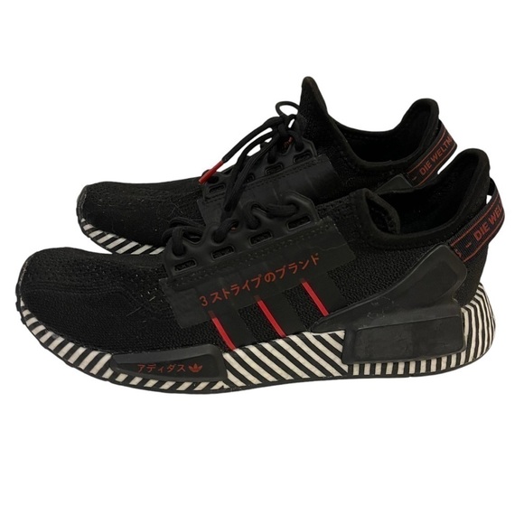 Men’s ADIDAS NMD R1 V2 Dazzle Camo Black Sneakers Shoes - Picture 2 of 8